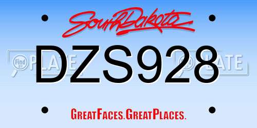 DZS928 South Dakota License Plate