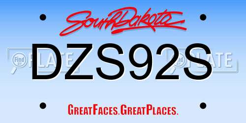 DZS92S South Dakota License Plate
