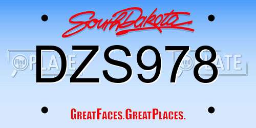 DZS978 South Dakota License Plate