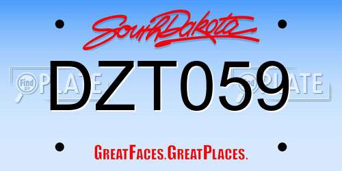 DZT059 South Dakota License Plate