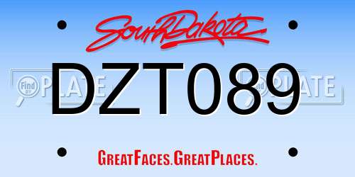 DZT089 South Dakota License Plate