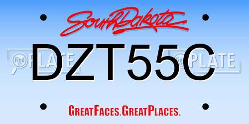DZT55C South Dakota License Plate