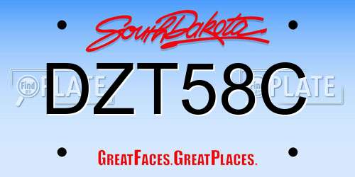 DZT58C South Dakota License Plate