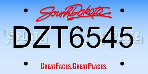 DZT6545 South Dakota License Plate