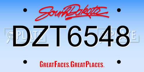DZT6548 South Dakota License Plate