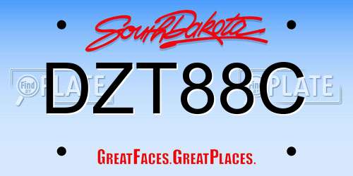 DZT88C South Dakota License Plate