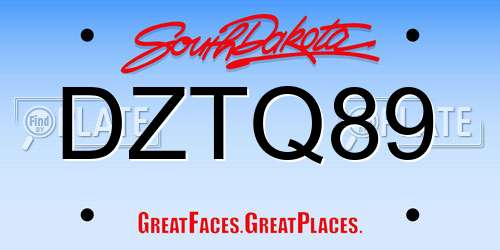 DZTQ89 South Dakota License Plate