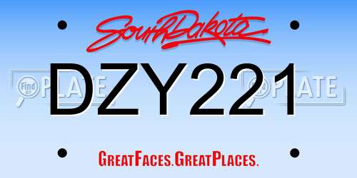 DZY221 South Dakota License Plate