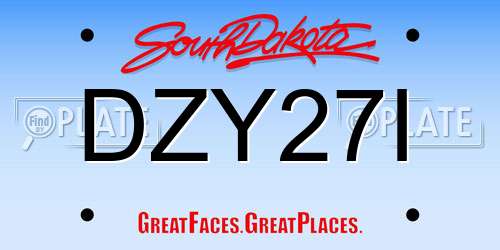 DZY27I South Dakota License Plate