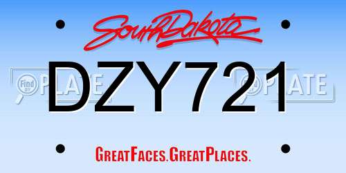 DZY721 South Dakota License Plate