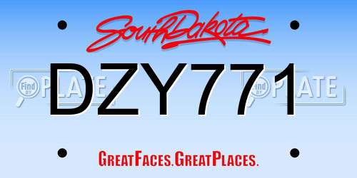 DZY771 South Dakota License Plate