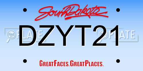 DZYT21 South Dakota License Plate
