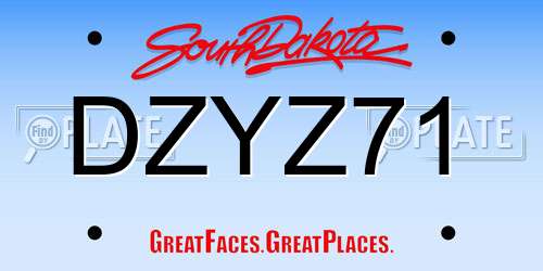 DZYZ71 South Dakota License Plate