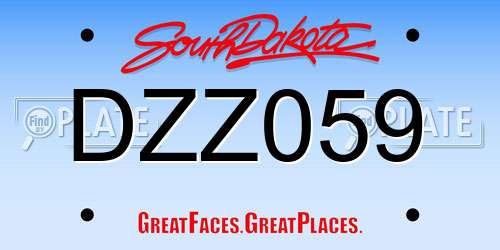 DZZ059 South Dakota License Plate