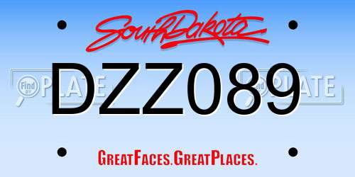 DZZ089 South Dakota License Plate