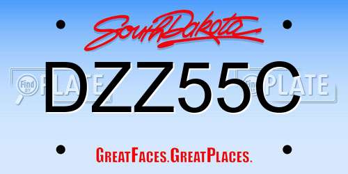 DZZ55C South Dakota License Plate
