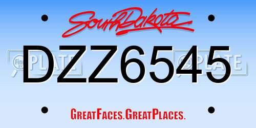 DZZ6545 South Dakota License Plate