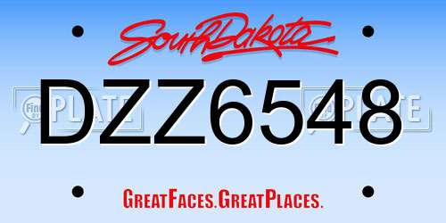 DZZ6548 South Dakota License Plate