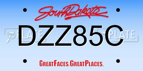 DZZ85C South Dakota License Plate