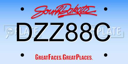 DZZ88C South Dakota License Plate