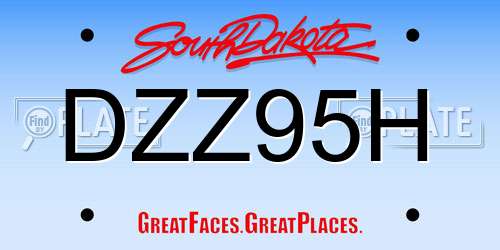 DZZ95H South Dakota License Plate
