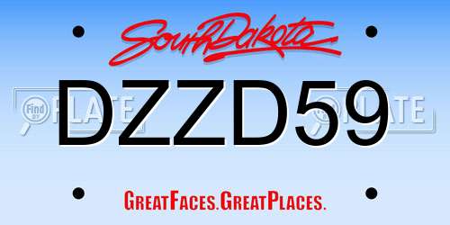 DZZD59 South Dakota License Plate