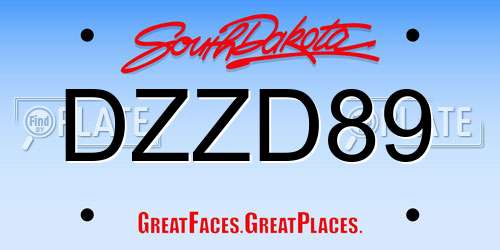 DZZD89 South Dakota License Plate