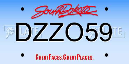 DZZO59 South Dakota License Plate