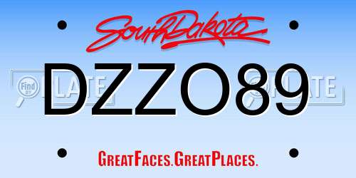 DZZO89 South Dakota License Plate