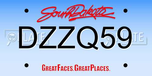 DZZQ59 South Dakota License Plate