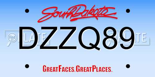 DZZQ89 South Dakota License Plate
