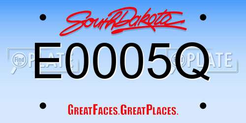 E0005Q South Dakota License Plate