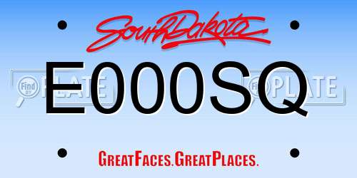 E000SQ South Dakota License Plate