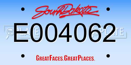 E004062 South Dakota License Plate