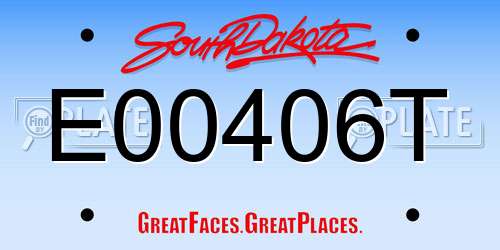 E00406T South Dakota License Plate
