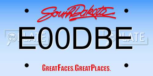 E00DBE South Dakota License Plate