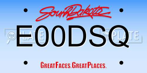 E00DSQ South Dakota License Plate