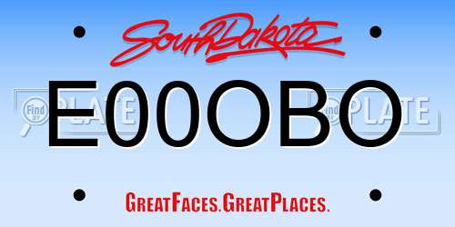 E00OBO South Dakota License Plate