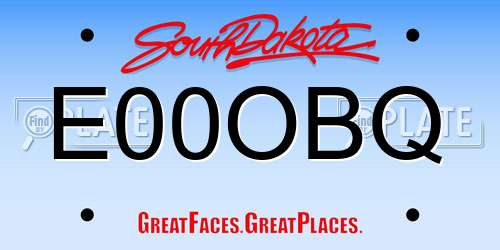 E00OBQ South Dakota License Plate