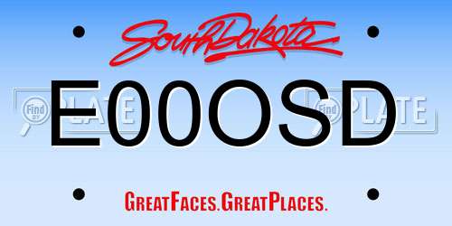 E00OSD South Dakota License Plate