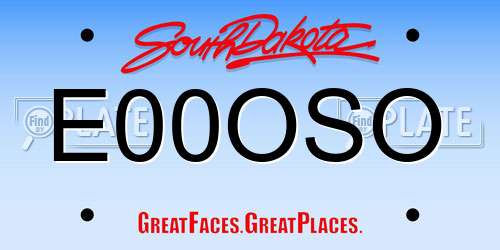E00OSO South Dakota License Plate