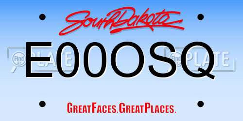 E00OSQ South Dakota License Plate