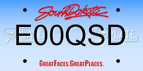 E00QSD South Dakota License Plate