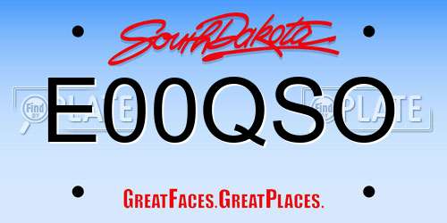 E00QSO South Dakota License Plate
