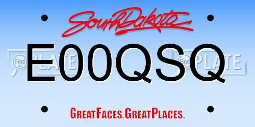 E00QSQ South Dakota License Plate