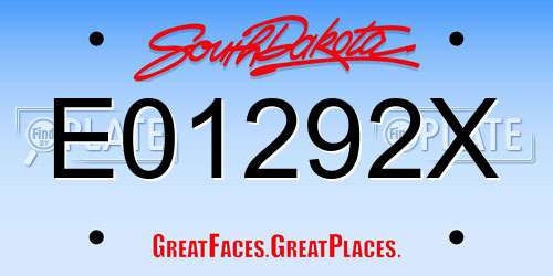 E01292X South Dakota License Plate