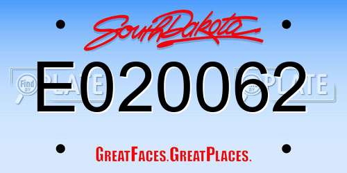 E020062 South Dakota License Plate
