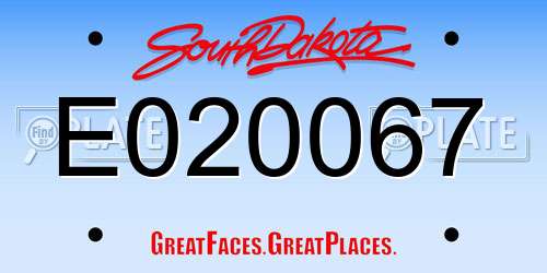 E020067 South Dakota License Plate