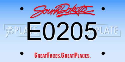 E0205 South Dakota License Plate
