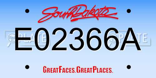 E02366A South Dakota License Plate